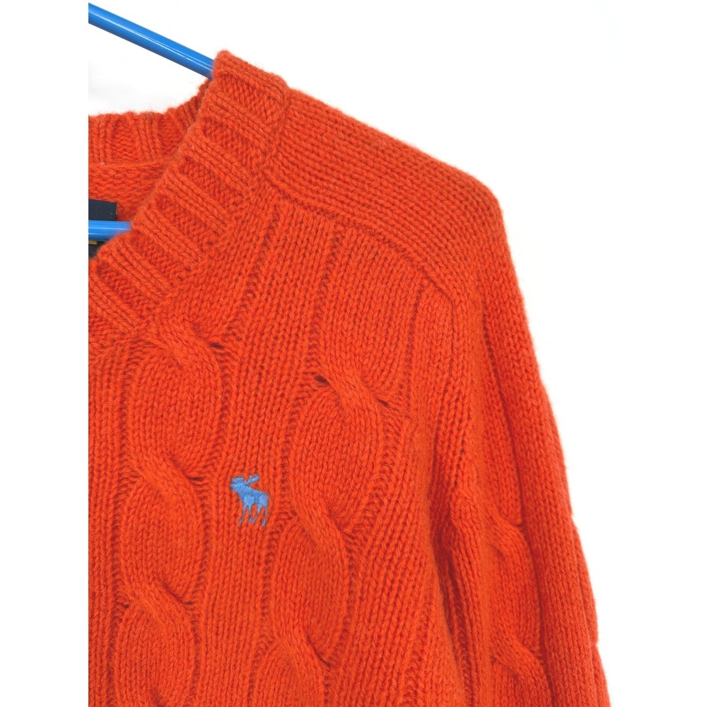 VTG Abercrombie & Fitch Men Orange Shetland Wool Cashmere Knit V-Neck Sweater M - Picture 4 of 11